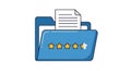 A blue folder icon with a document sticking out. The folder features a row of five Royalty Free Stock Photo