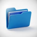 Blue Folder Icon with Papers Inside on White Background Royalty Free Stock Photo