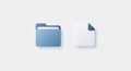 Blue folder icon and white document icon are depicted side by side on a plain gray Royalty Free Stock Photo