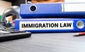 Blue folder with the label Immigration Law Royalty Free Stock Photo
