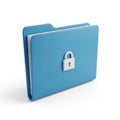 Blue Folder with Padlock Icon Symbolizing Security and Privacy file document Royalty Free Stock Photo