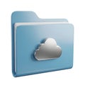 Blue folder with a silver cloud icon isolated on white background Royalty Free Stock Photo
