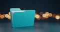 Blue Folder Standing Open in Dark Background with Bokeh Lights Royalty Free Stock Photo