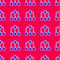 Blue Folder tree icon isolated seamless pattern on red background. Computer network file folder organization structure flowchart Royalty Free Stock Photo