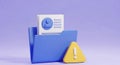 Blue folder with user profile and yellow warning sign Royalty Free Stock Photo