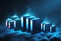 blue folders of different shapes and sizes storing information on computers and servers- data protection concept