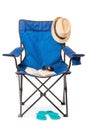 Blue folding chair and set a relaxing holiday