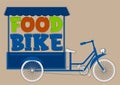 blue food bike logo with white wheels