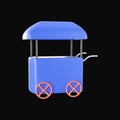 Blue Food Cart 3D Render Illustration Against Black