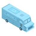 Blue food truck icon, isometric style