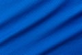 Blue football, basketball, volleyball, hockey, rugby, lacrosse and handball jersey clothing fabric texture sports wear background Royalty Free Stock Photo