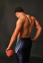 Blue football muscular back Royalty Free Stock Photo