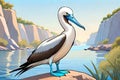 Blue-footed Booby bird animal caricature