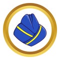 Blue forage cap of stewardess icon