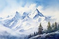 Blue forest white landscape sky peak cold mountains nature beautiful background winter ice snow