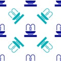 Blue Fountain icon isolated seamless pattern on white background. Vector Royalty Free Stock Photo