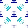 Blue Fountain icon isolated seamless pattern on white background. Vector