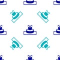 Blue Fountain icon isolated seamless pattern on white background. Vector Royalty Free Stock Photo
