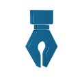 Blue Fountain pen nib icon isolated on transparent background. Pen tool sign.