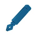 Blue Fountain pen nib icon isolated on transparent background. Pen tool sign.
