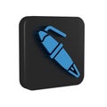 Blue Fountain pen nib icon isolated on transparent background. Pen tool sign. Black square button.