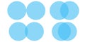 Blue four circle venn diagram forming balanced round intersection vector infographic for data chart model business Royalty Free Stock Photo