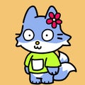 blue fox so cute wearing green