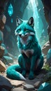 Blue Fox Sitting in Crystal Cave Royalty Free Stock Photo