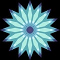 Blue fractal star shaped mandala Royalty Free Stock Photo