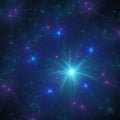 Blue Fractal Stars With Light