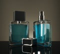 Blue fragrance bottles Royalty Free Stock Photo