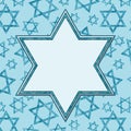 Blue frame with illustration of Star of David pattern background Royalty Free Stock Photo