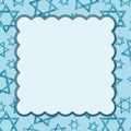 Blue frame with illustration of Star of David pattern background Royalty Free Stock Photo