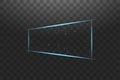 Blue frame with lights effects. Shining luxury banner vector illustration. Glow line blue frame with sparks and Royalty Free Stock Photo