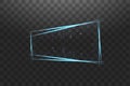 Blue frame with lights effects. Shining luxury banner vector illustration. Glow line blue frame with sparks and Royalty Free Stock Photo
