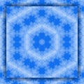 Blue frame square abstract background pattern for banner or print of carpet, shawl, pillow, cushion. Snowflakes design Royalty Free Stock Photo