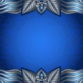 Blue frame with vintage silvery pattern Royalty Free Stock Photo