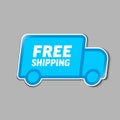 Blue free delivery shipping label tag sticker with car icon Royalty Free Stock Photo