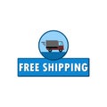 Blue Free Shipping sign, button, icon