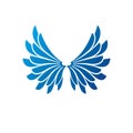 Blue freedom Wings emblem. Heraldic Coat of Arms decorative logo