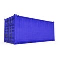 Blue freight shipping container isolated on white. 3D illustration