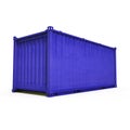 Blue freight shipping container isolated on white. 3D illustration