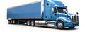 Blue Freightliner Truck Isolated. Generative Ai