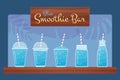 Blue fresh fruit smoothie or cocktail vector set. Royalty Free Stock Photo