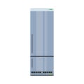 Blue fridge fresh domestic electric freeze furniture icebox. Refrigerator front view vector flat icon