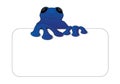 Blue Frog/Gecko ontop of a card.