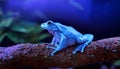 A blue frog is sitting on a branch Royalty Free Stock Photo