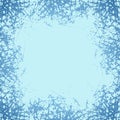 Blue frosted texture in winter window. Frost pattern background. Jpeg ice crystals illustration