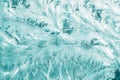 Blue Frosty Glass Ice Background, Natural Beautiful Snowflakes Frost Ice Pattern. Winter Xmas Christmas Abstract Royalty Free Stock Photo