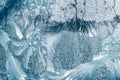 Blue Frosty Glass Ice Background, Natural Beautiful Snowflakes Frost Royalty Free Stock Photo